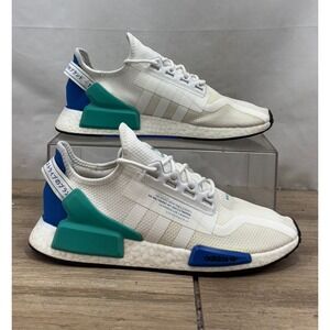 Adidas NMD R1 V2 Mens Running Shoes Sneakers White Blue Green FY5921